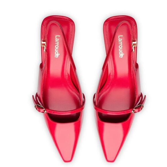 LARROUDE Ines Pump in Scarlet Leather NEW IN BOX! - Picture 7 of 14